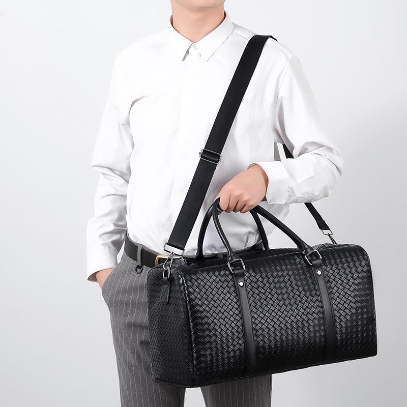 Woven Leather Weekend Duffle Stornfield