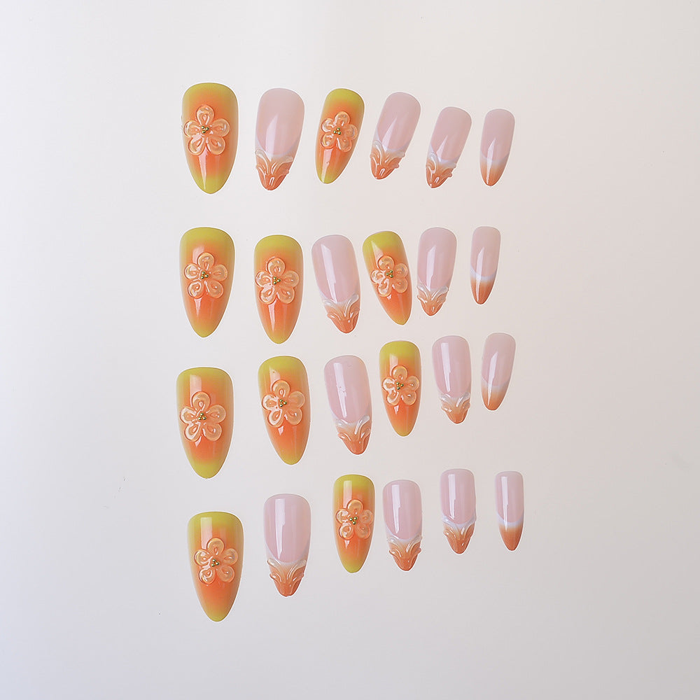 Elegant Floral-Themed Press-On Nail Set Stornfield