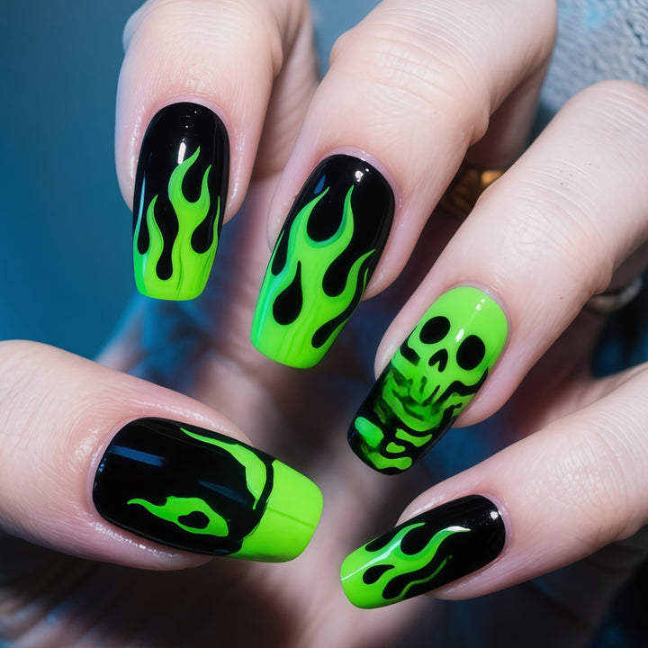 Artificial nails with spooky flame design Stornfield