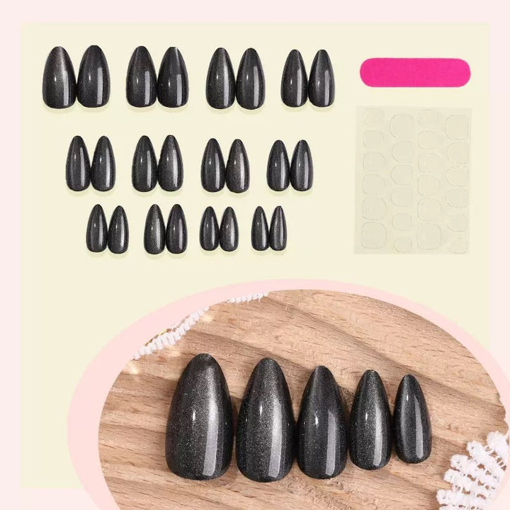 Nail art set with elegant pointed design and high-gloss finish Stornfield