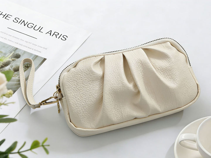 Textured Leather Zip Clutch Wallet Stornfield