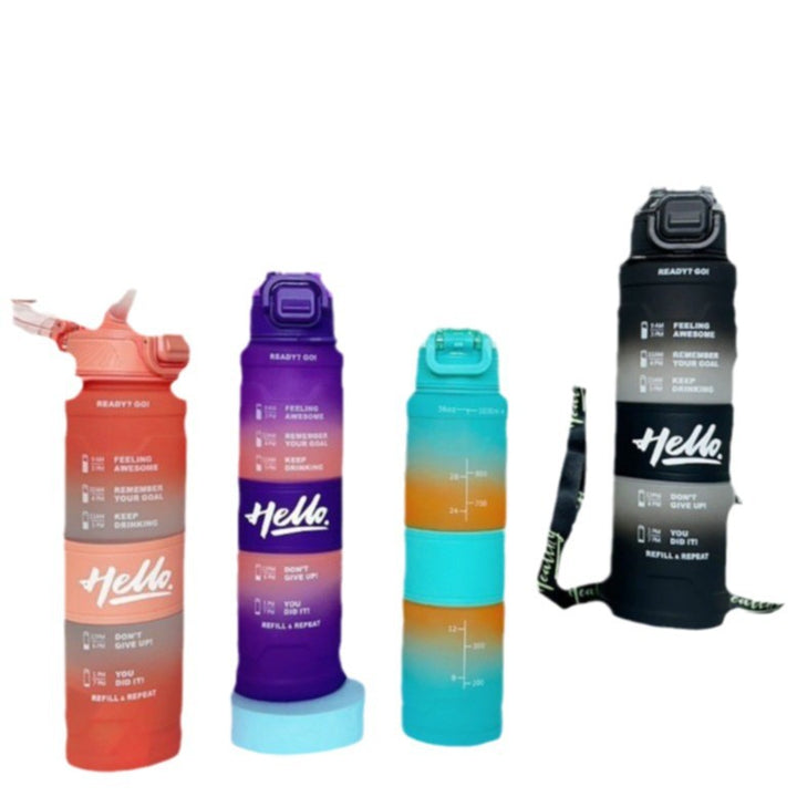 Women's motivation water bottle with time display and shoulder strap Stornfield