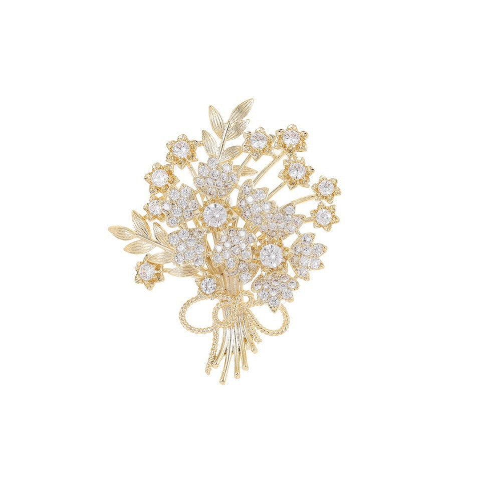 Exquisite Flower Brooch with Sparkling Crystals Stornfield