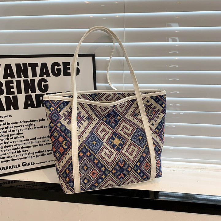 Artistic Woven Tote Handbag