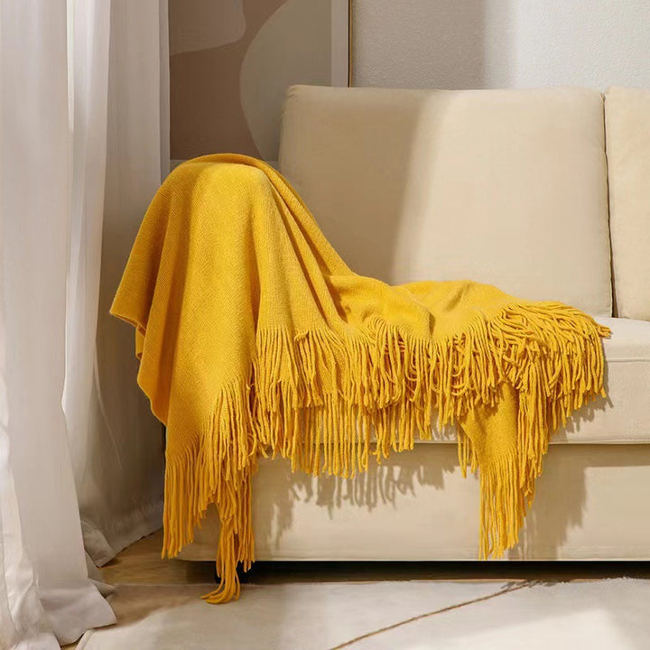 Luxurious Fringe Knit Throw Blanket