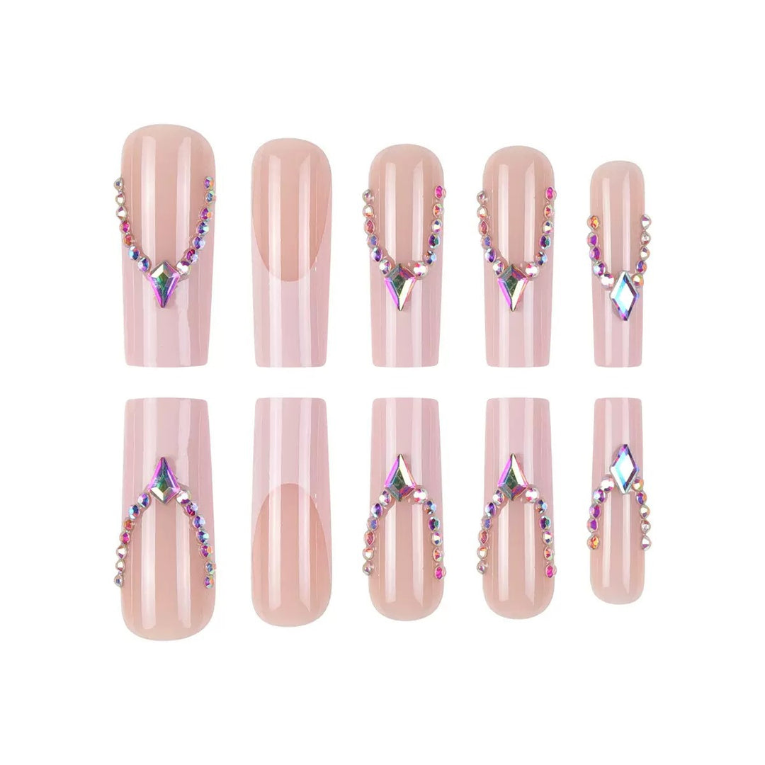 Glamorous artificial nails with sparkling rhinestone embellishments Stornfield