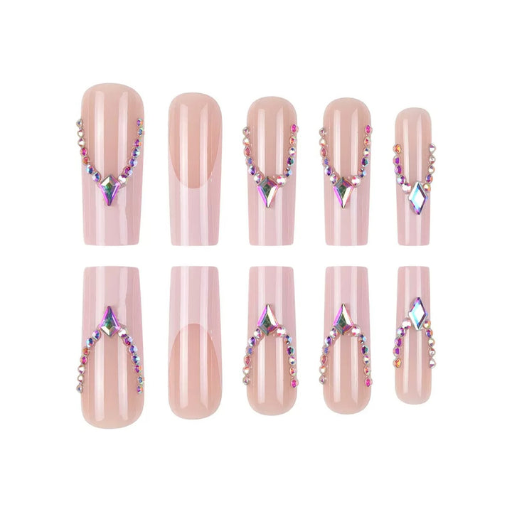 Glamorous artificial nails with sparkling rhinestone embellishments Stornfield