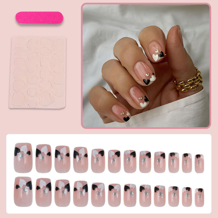 Creative artificial nail set with romantic heart designs Stornfield