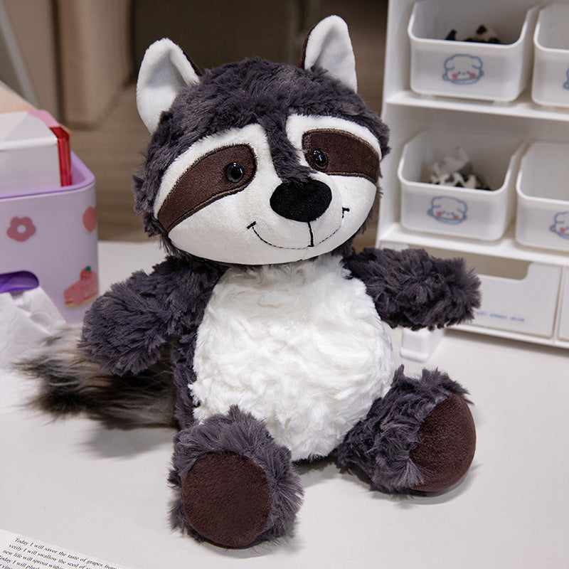 Plush Raccoon Soft Fur Sitting Stuffed Animal with Embroidered Face and Fluffy Tail Stornfield