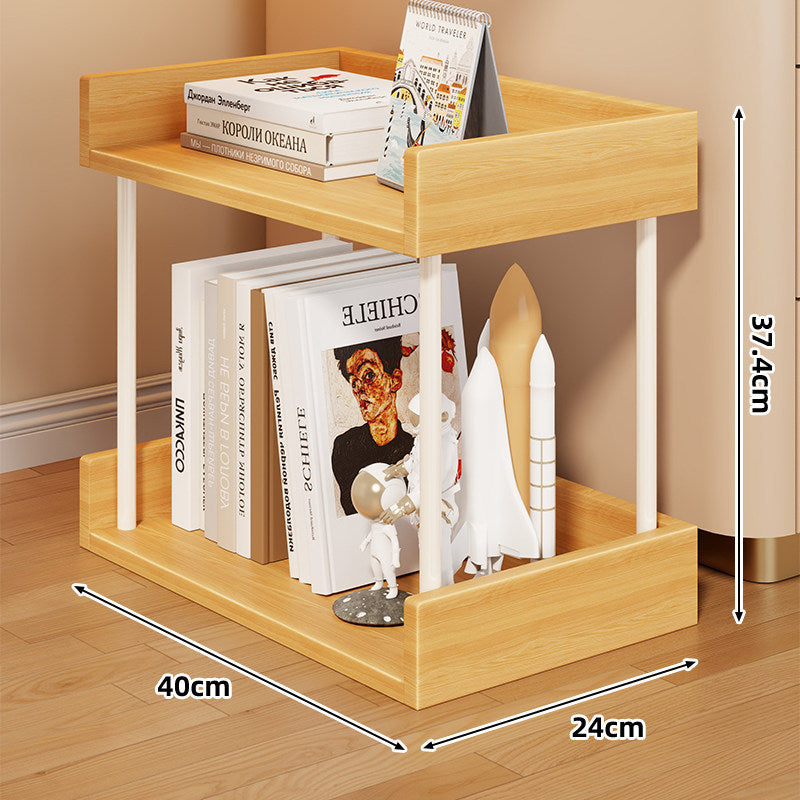 Stacked Mobile Rolling Storage Cart Bookshelf with Protective Raised Edges and Locking Casters