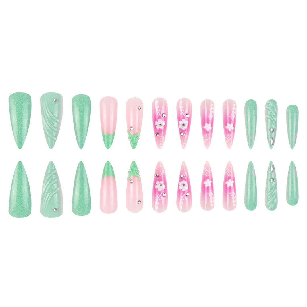 Floral Embellished Stiletto Nails Stornfield