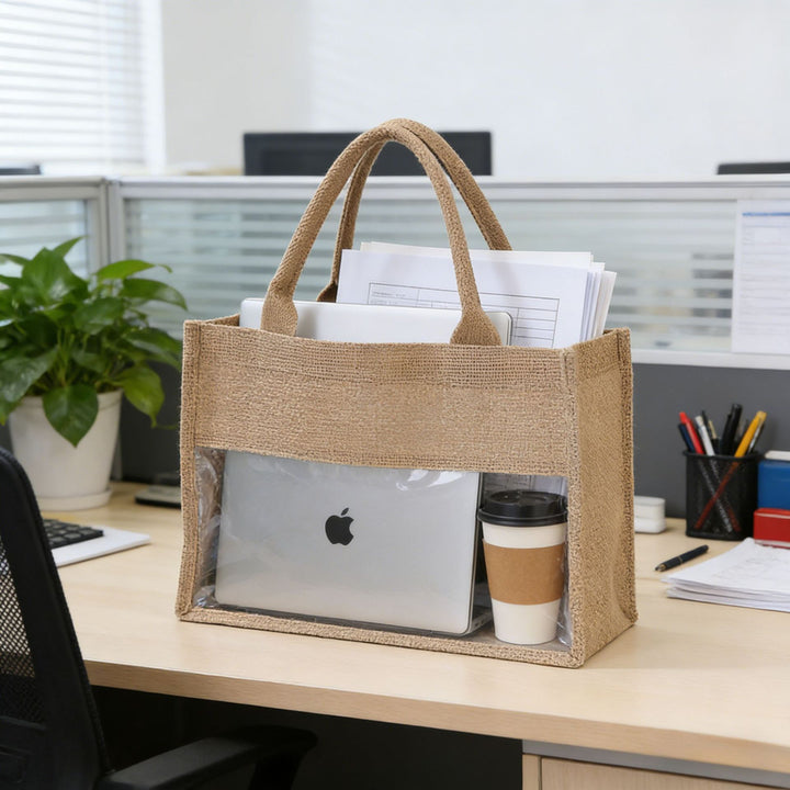 Shopping bag made of natural jute with mesh design Stornfield