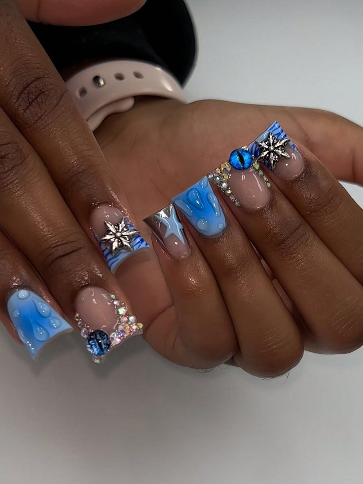 Artistic Acrylic Nail Enhancements with Gem Accents Stornfield