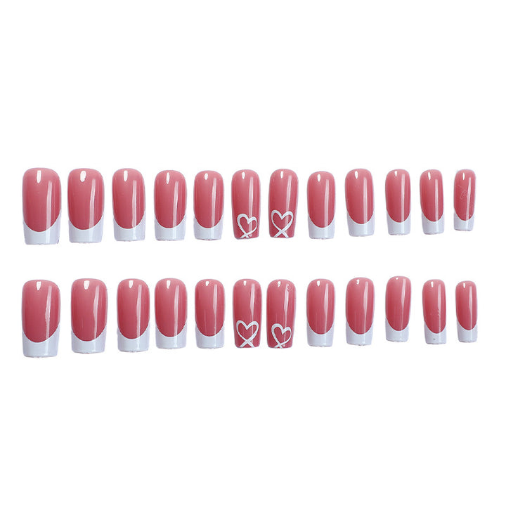Decorative Press-On Nail Set with Heart Accents Stornfield