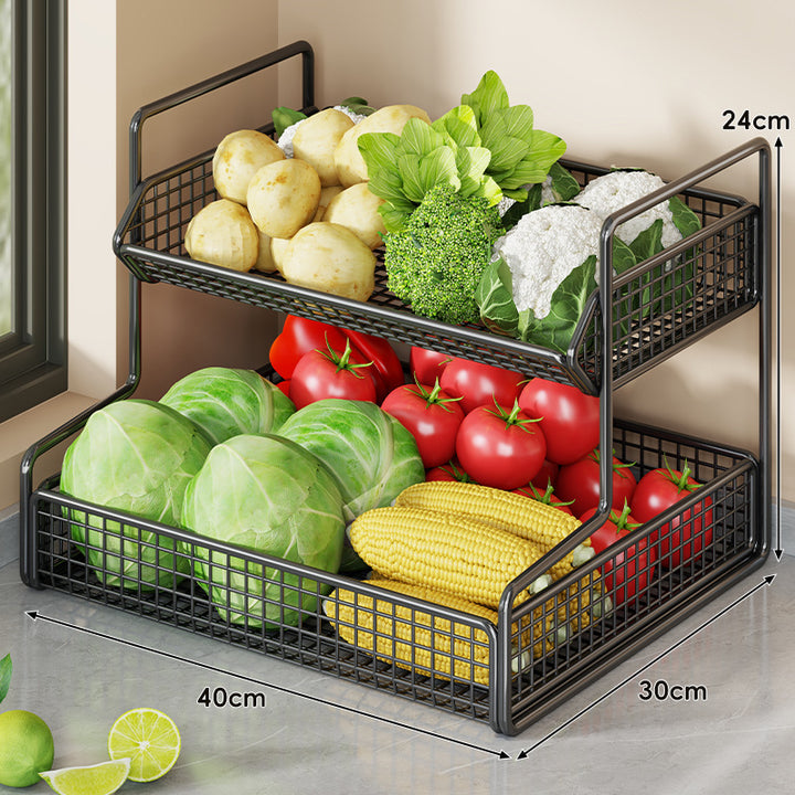 Multi-Tier Wire Mesh Kitchen Pantry Storage Organizer Rack