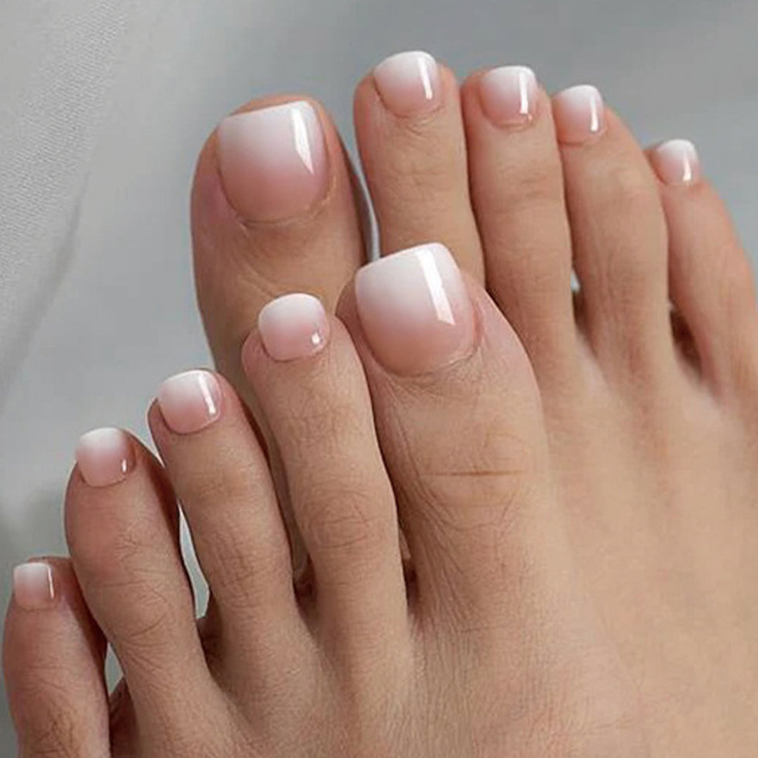 Elegant French Tip Press-On Toenails Stornfield