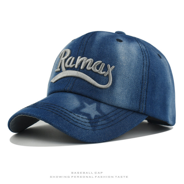 Men's Distressed Denim Embroidered Baseball Cap Stornfield