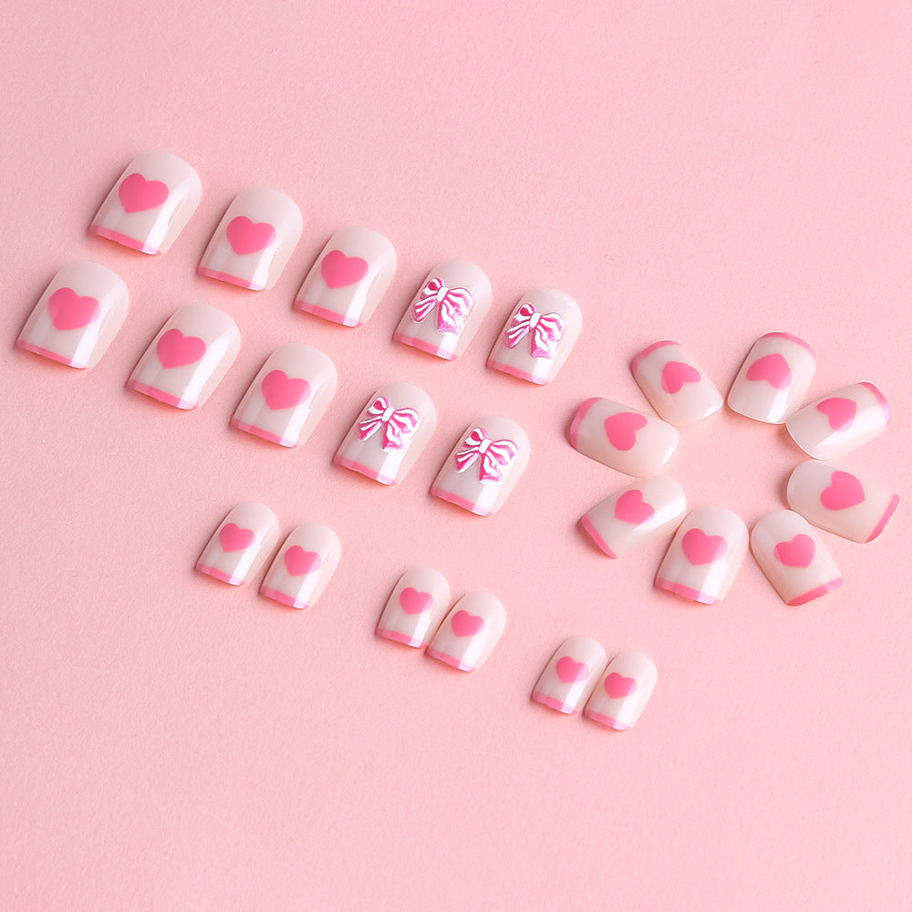 Heart and Bow-Embellished Press-On Nail Art Stornfield