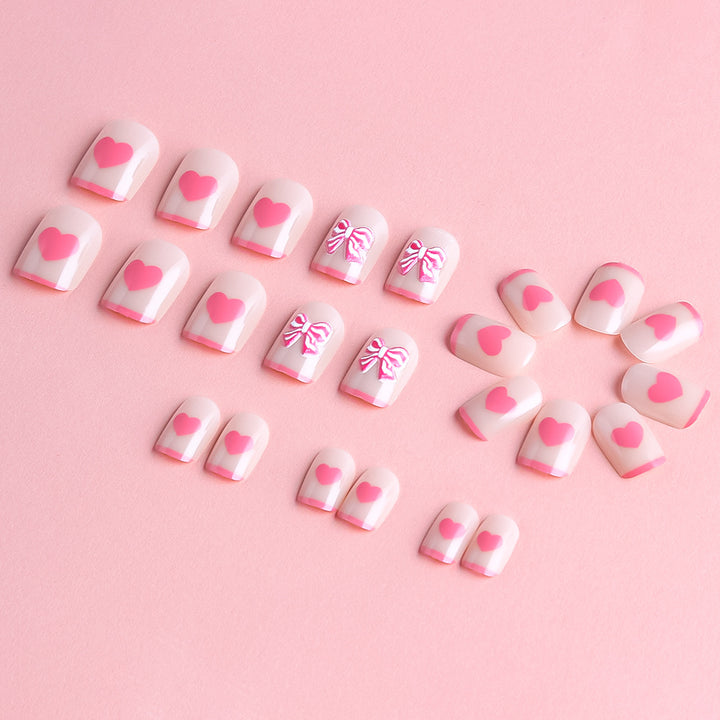 Heart and Bow-Embellished Press-On Nail Art Stornfield