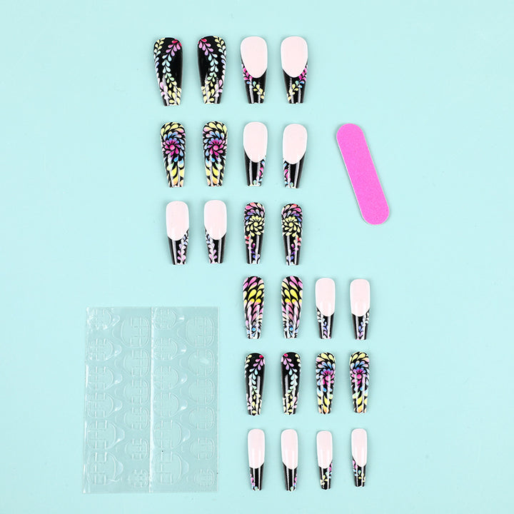 Art nails with colorful floral patterns Stornfield