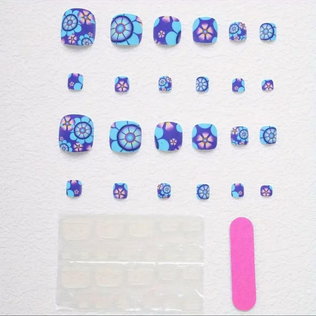 Nail art set with floral designs and matte finish Stornfield