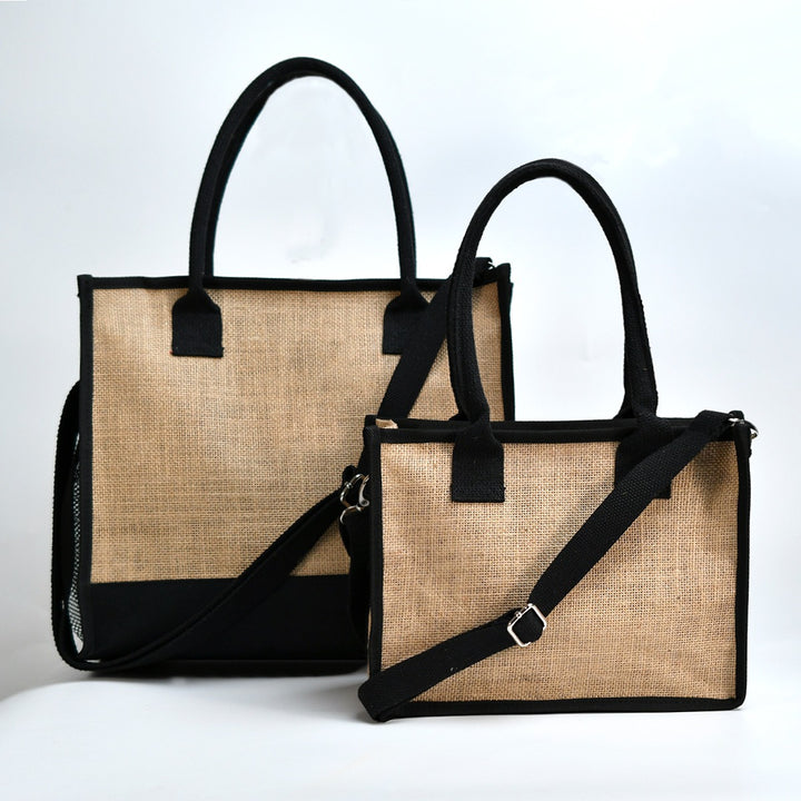 Spacious shopping bag made of sturdy jute with mesh side pockets Stornfield