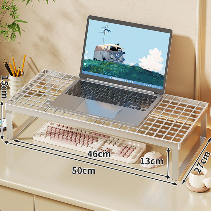 Elevated Mesh Laptop Stand Riser with Under-Keyboard Storage