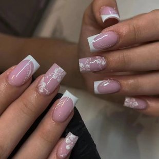 Creative 3D Bow and Pearl Nail Extensions Stornfield