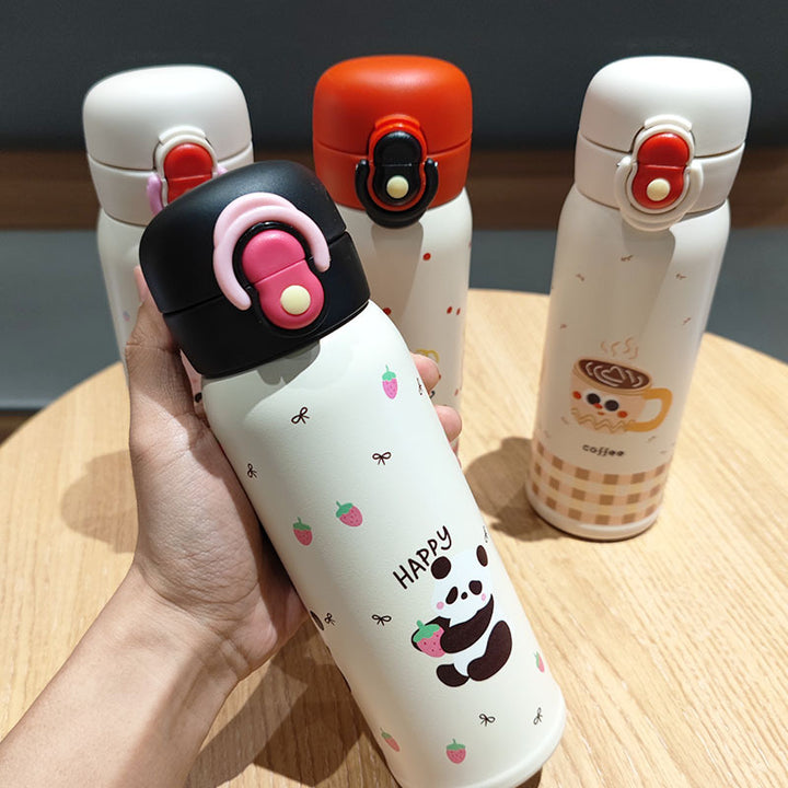 Women's playful stainless steel drinking bottle with integrated safety closure Stornfield