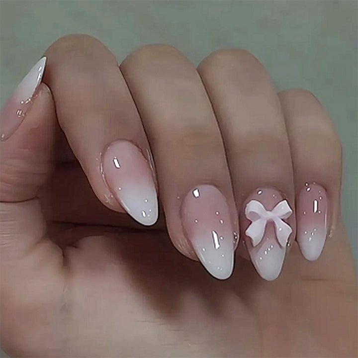 Elegant Bow Accent Press-On Nails Stornfield