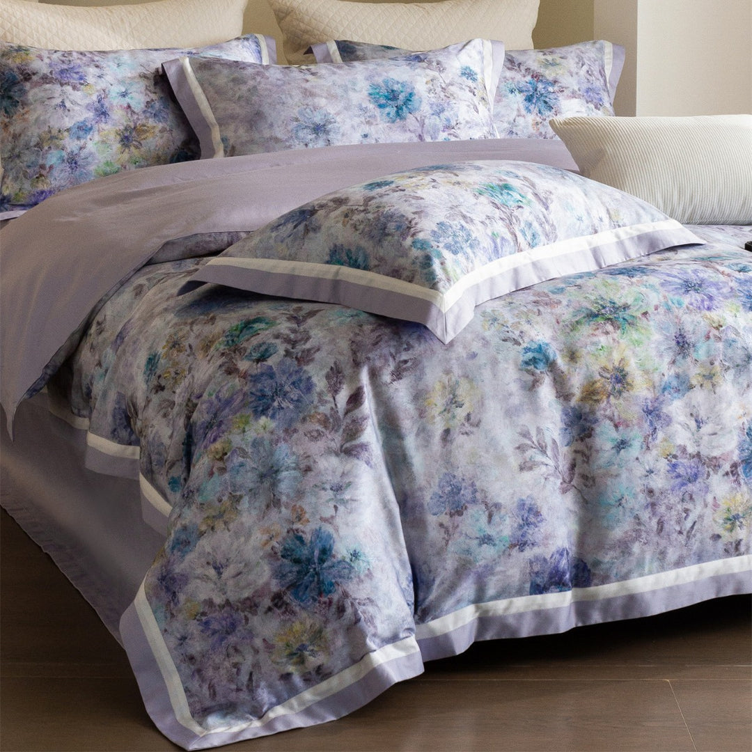Floral Watercolor Cotton-Sateen Duvet Cover Set with Piped Edge & Pillow Shams