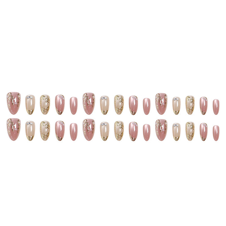Artificial Nail Set with Elegant Golden Decorations Stornfield