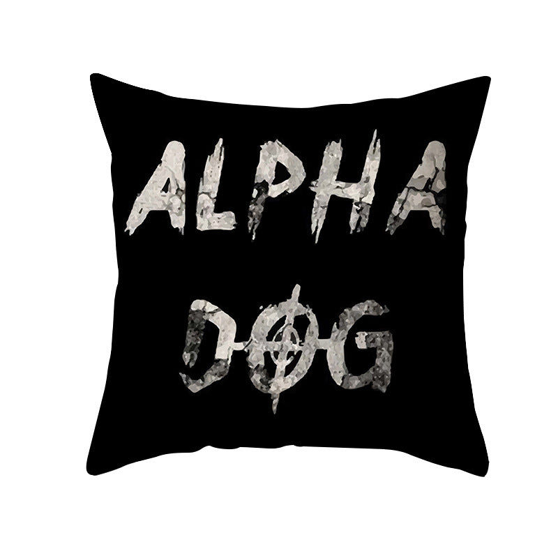 Square Cotton-Linen Decorative Throw Pillow Cover with Oversized HOME Typography Print and Concealed Zipper
