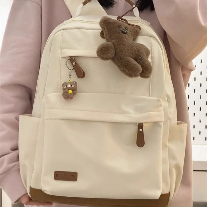 Fashionable leisure backpack with cute bear charm Stornfield