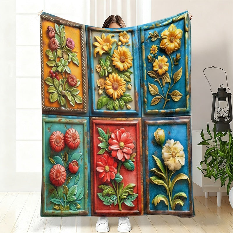 Decorative Floral Art Throw Blanket