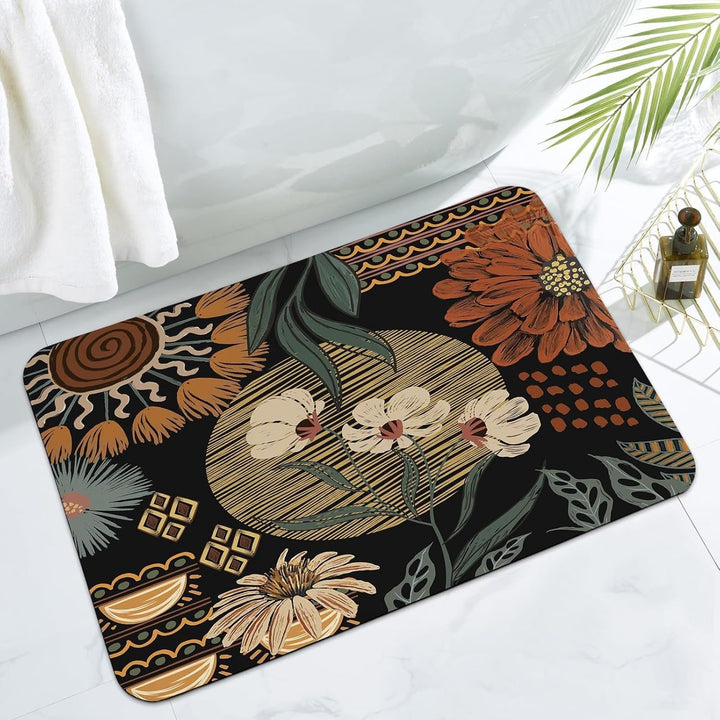 Artistic Floral Print Bathroom Mat