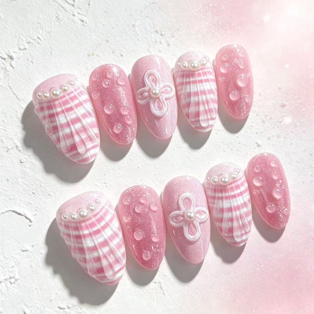 Elegant Decorative Press-On Nail Set 1790745418