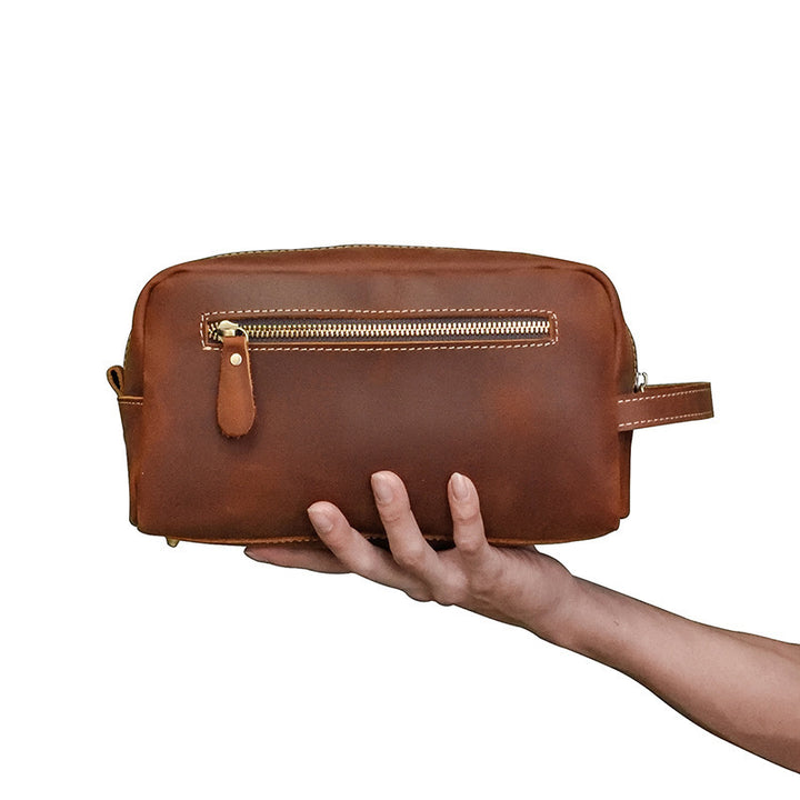 Premium Leather Travel Toiletry Case