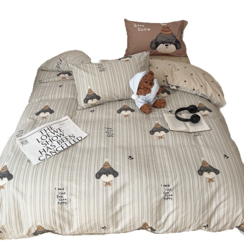 Children's bedding set made from skin-friendly cotton blend with playful pony print