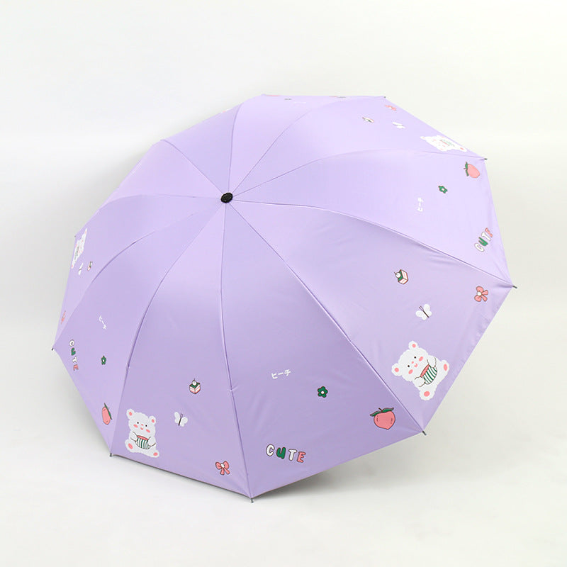 Women's Folding Umbrella with Playful Bear Design Stornfield