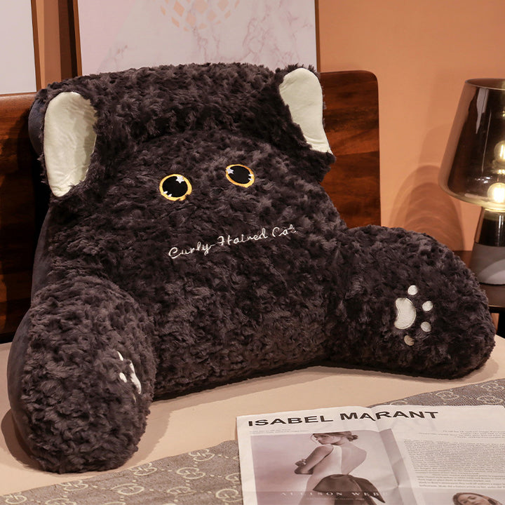 Plush back support cushion in cat design Stornfield