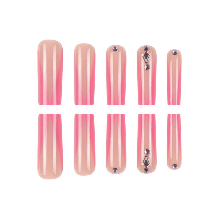 Long Stiletto Press-On Nails with Rhinestone and Glossy Finish Stornfield