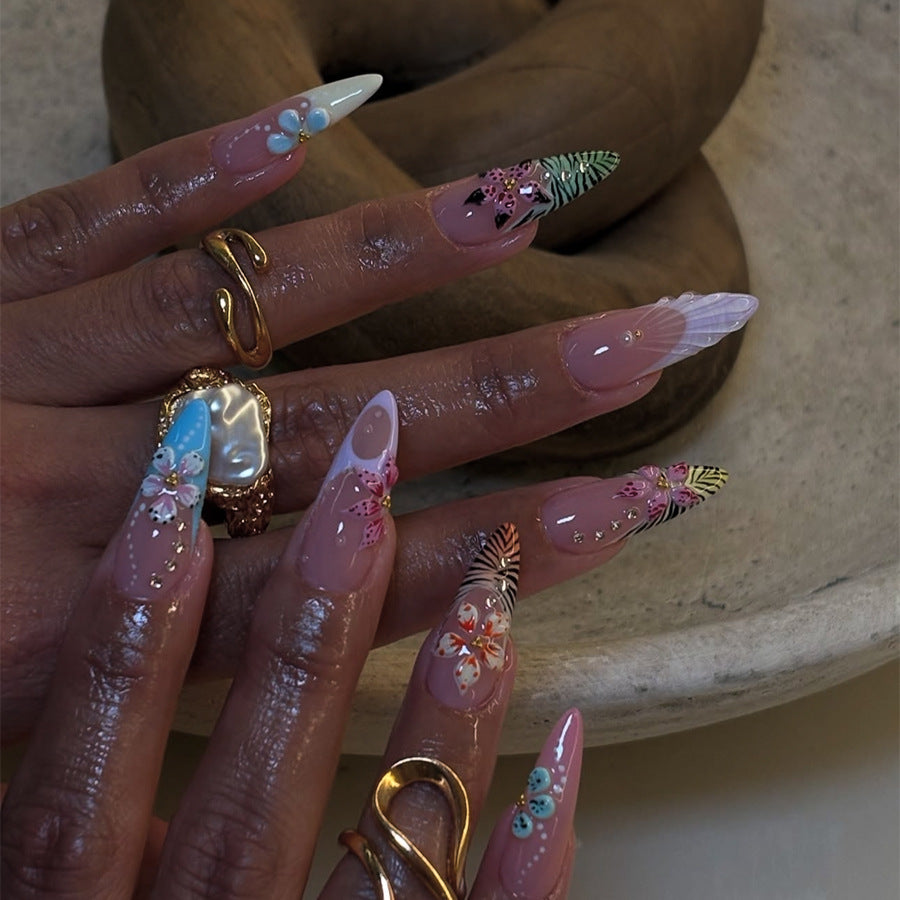 Artistic Floral Press-On Nail Design Stornfield