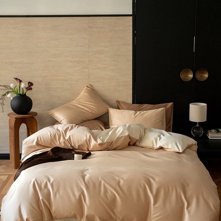 Reversible satin bedding set with silky touch and extra soft finish
