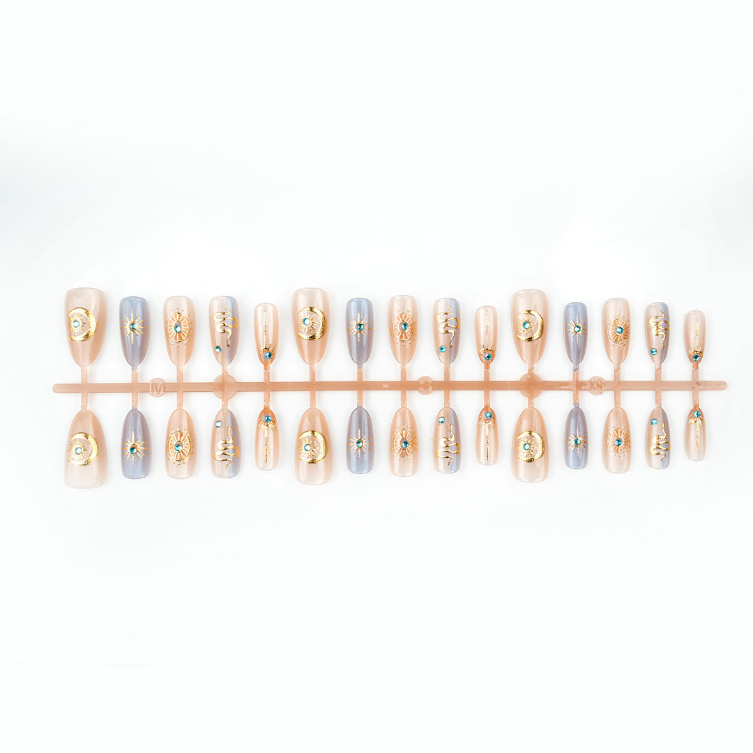 Celestial-Inspired Press-On Nail Art Set Stornfield