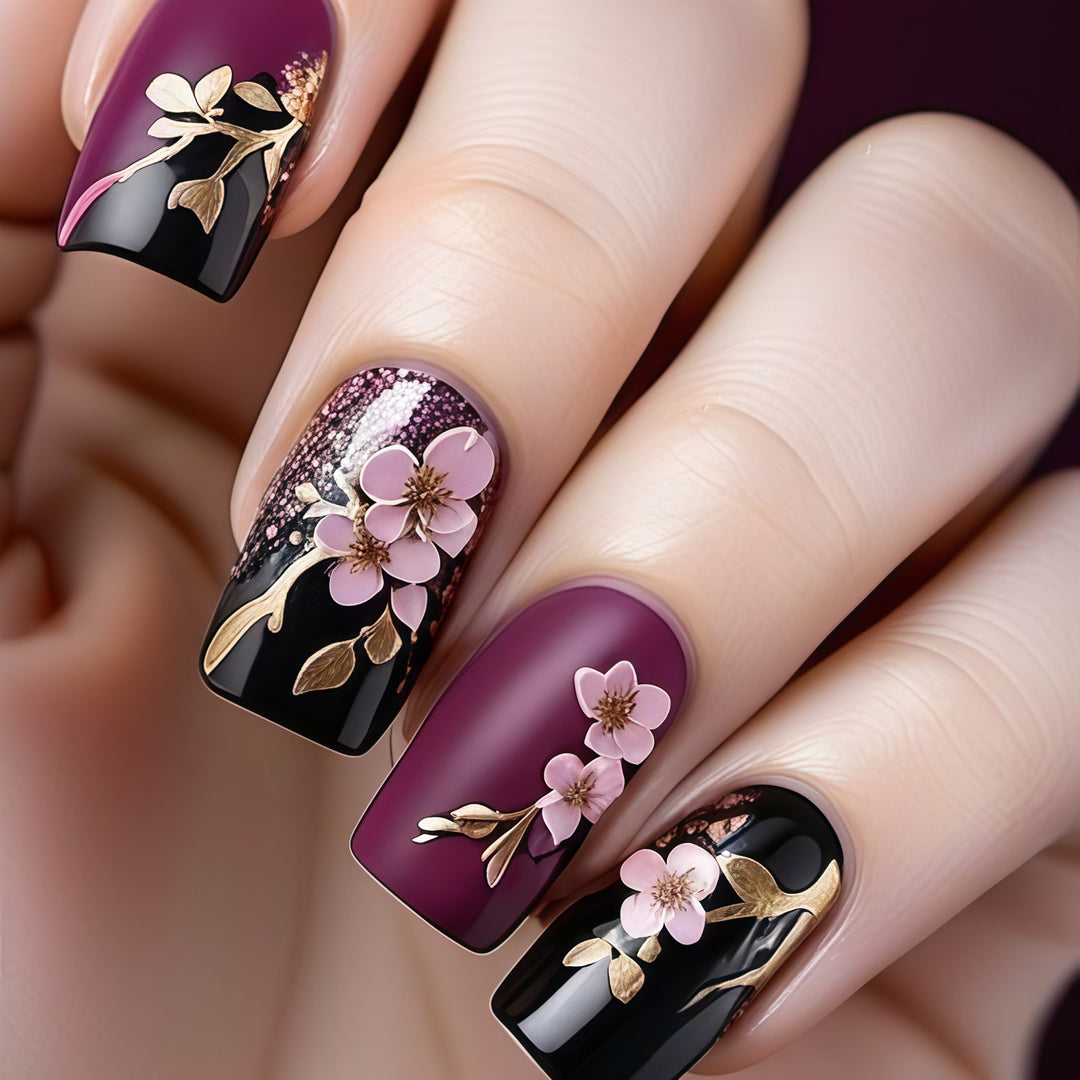 Artificial nails with elegant floral accents Stornfield