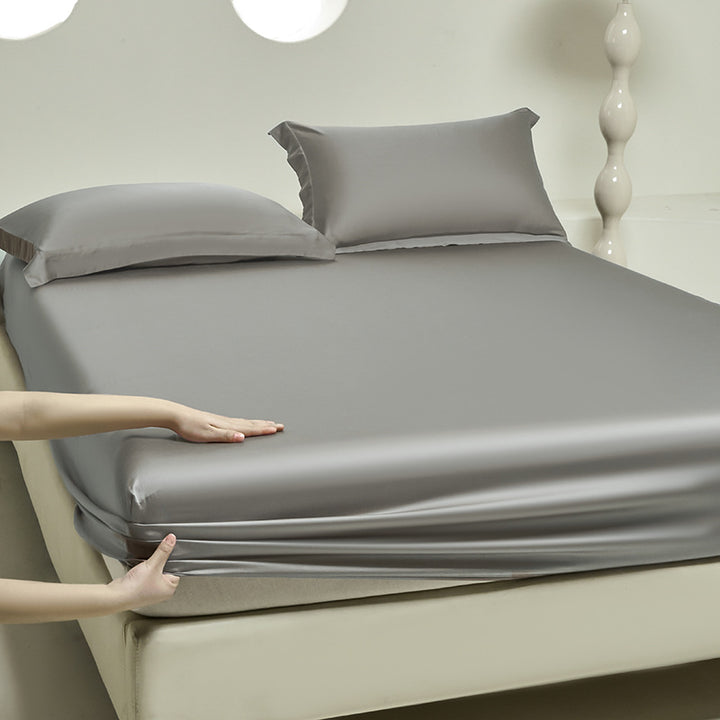 Silky satin fitted sheet set with extra deep pocket and pillowcases