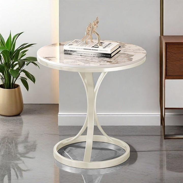 Modern Round Accent Table with Sleek Metal Base Stornfield