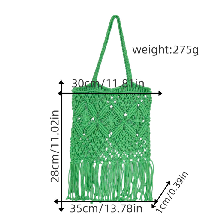 Macrame shoulder bag with fringed design Stornfield