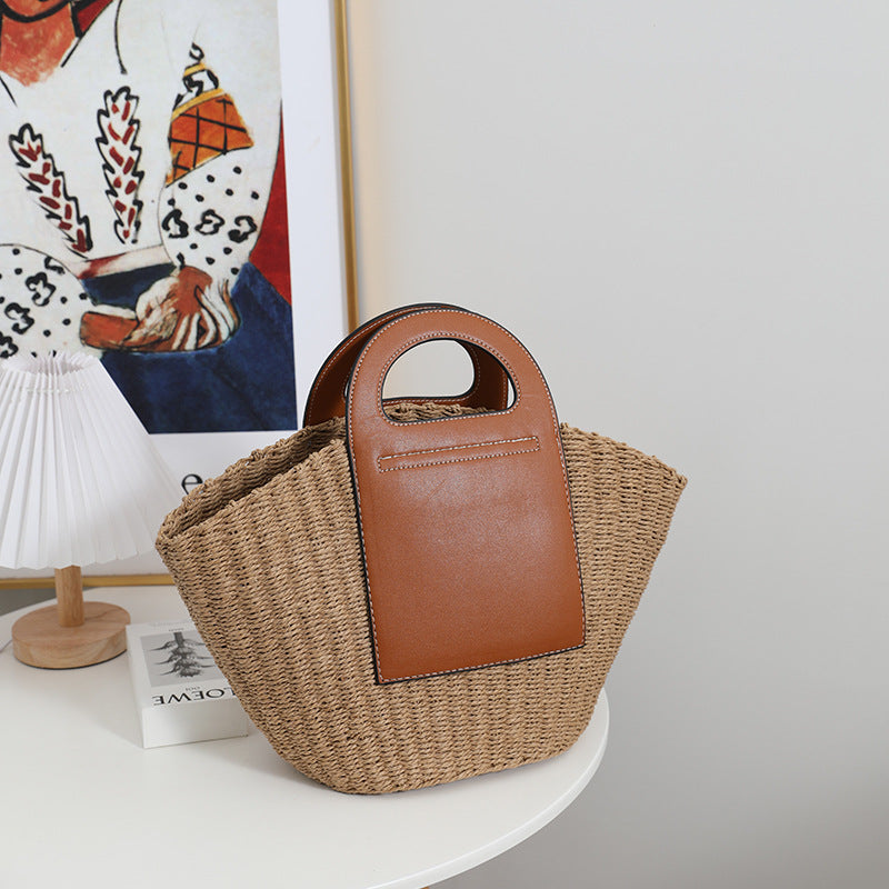 Fashionable basket bag with elegant leather accents Stornfield